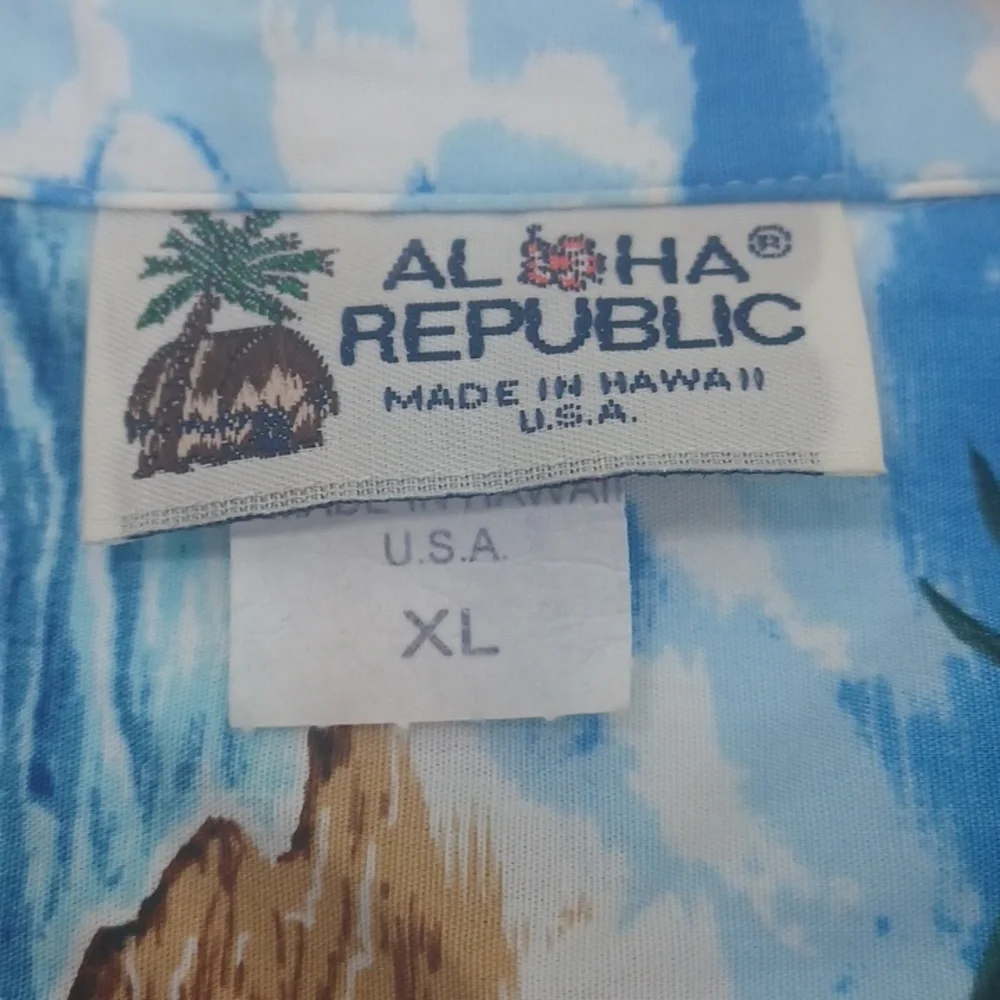 Aloha Republic Hawaiian Short Sleeve Button Down Shirt Made USA SZ XL Vintage - Picture 6 of 10